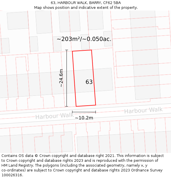 63, HARBOUR WALK, BARRY, CF62 5BA: Plot and title map