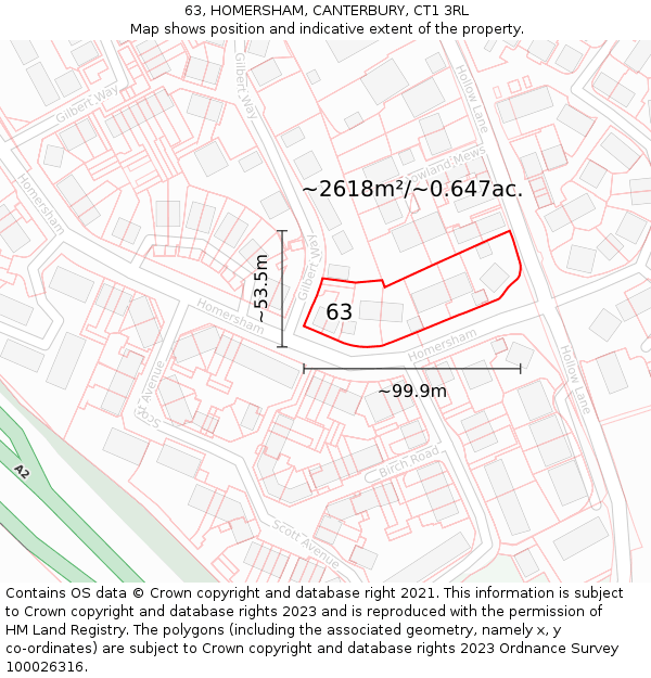 63, HOMERSHAM, CANTERBURY, CT1 3RL: Plot and title map