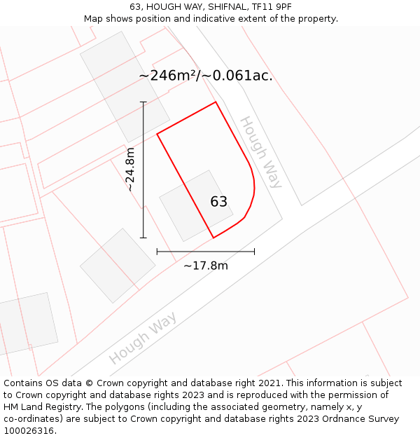 63, HOUGH WAY, SHIFNAL, TF11 9PF: Plot and title map