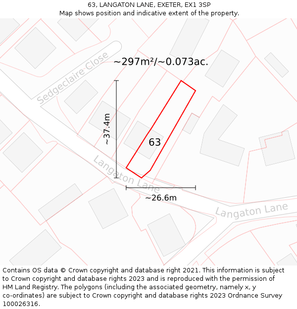 63, LANGATON LANE, EXETER, EX1 3SP: Plot and title map