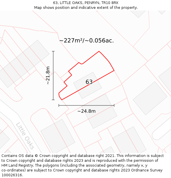 63, LITTLE OAKS, PENRYN, TR10 8RX: Plot and title map