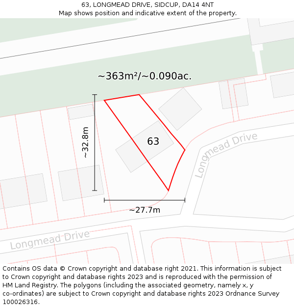 63, LONGMEAD DRIVE, SIDCUP, DA14 4NT: Plot and title map