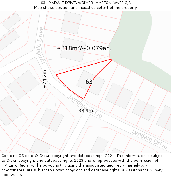 63, LYNDALE DRIVE, WOLVERHAMPTON, WV11 3JR: Plot and title map