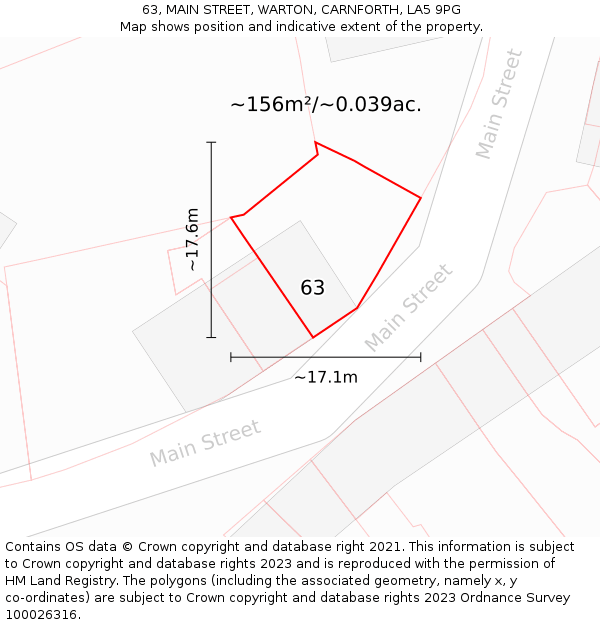 63, MAIN STREET, WARTON, CARNFORTH, LA5 9PG: Plot and title map