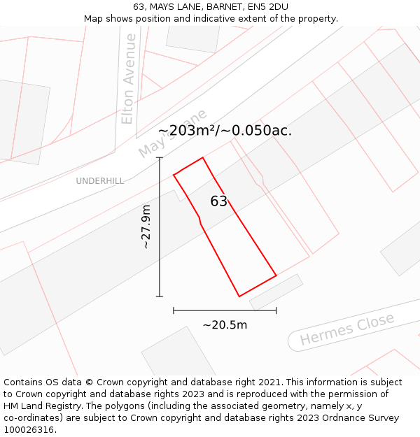 63, MAYS LANE, BARNET, EN5 2DU: Plot and title map