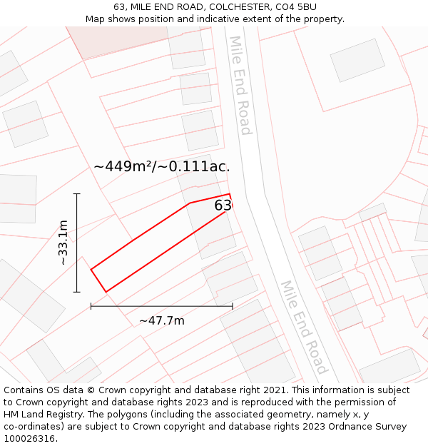 63, MILE END ROAD, COLCHESTER, CO4 5BU: Plot and title map