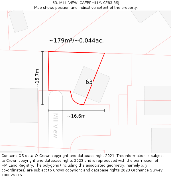 63, MILL VIEW, CAERPHILLY, CF83 3SJ: Plot and title map