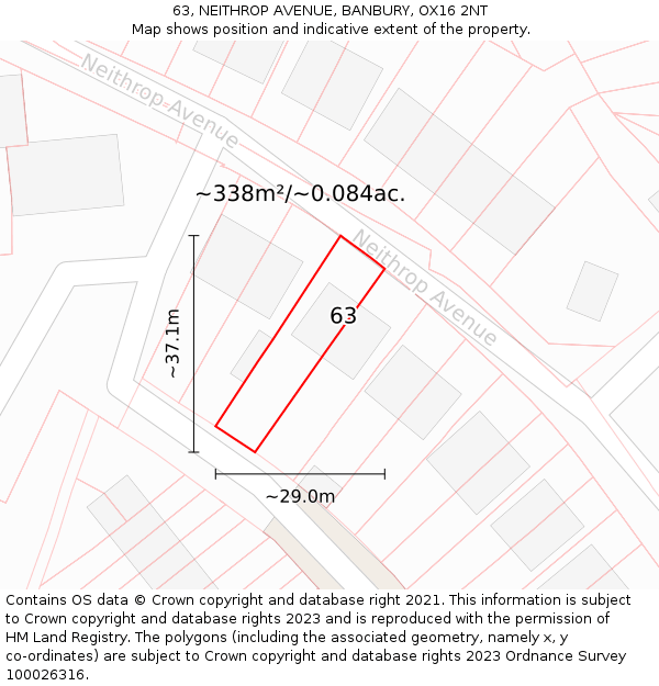 63, NEITHROP AVENUE, BANBURY, OX16 2NT: Plot and title map