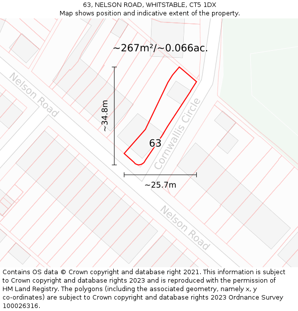 63, NELSON ROAD, WHITSTABLE, CT5 1DX: Plot and title map