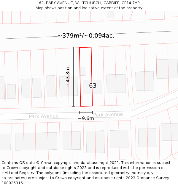 63, PARK AVENUE, WHITCHURCH, CARDIFF, CF14 7AP: Plot and title map