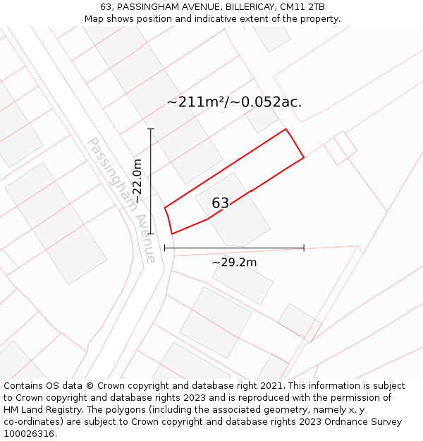 63, PASSINGHAM AVENUE, BILLERICAY, CM11 2TB: Plot and title map