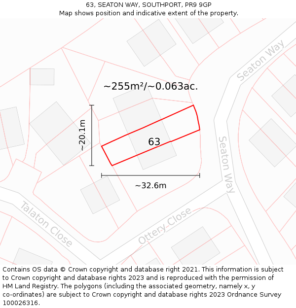 63, SEATON WAY, SOUTHPORT, PR9 9GP: Plot and title map