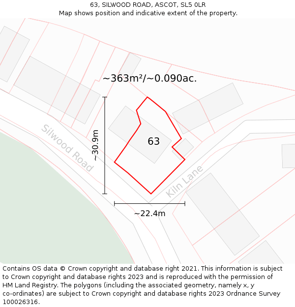 63, SILWOOD ROAD, ASCOT, SL5 0LR: Plot and title map