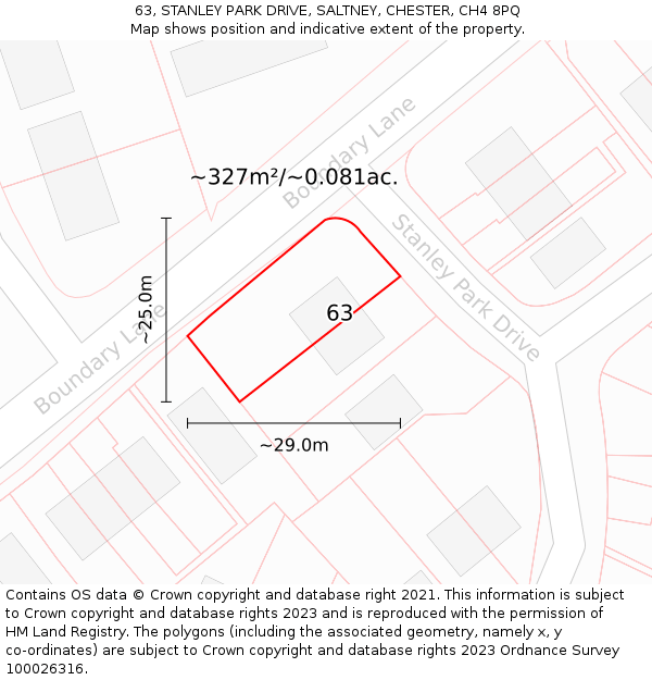 63, STANLEY PARK DRIVE, SALTNEY, CHESTER, CH4 8PQ: Plot and title map