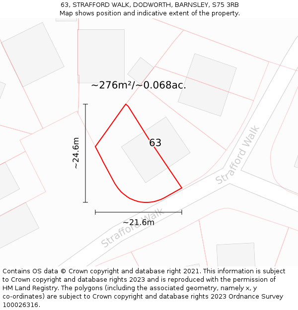 63, STRAFFORD WALK, DODWORTH, BARNSLEY, S75 3RB: Plot and title map