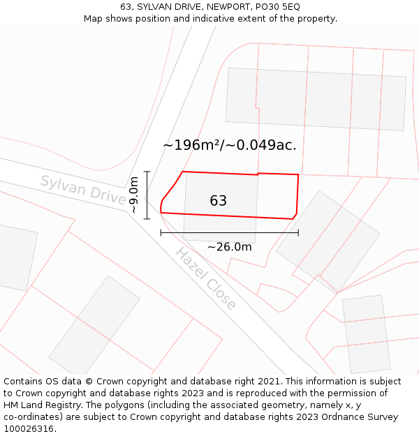 63, SYLVAN DRIVE, NEWPORT, PO30 5EQ: Plot and title map