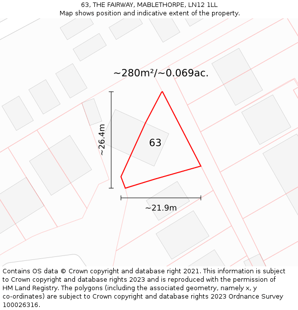 63, THE FAIRWAY, MABLETHORPE, LN12 1LL: Plot and title map