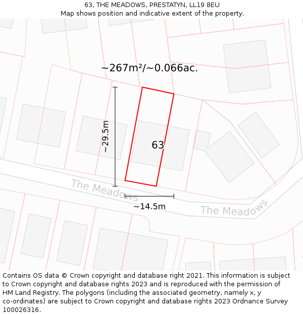 63, THE MEADOWS, PRESTATYN, LL19 8EU: Plot and title map