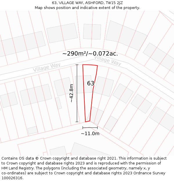 63, VILLAGE WAY, ASHFORD, TW15 2JZ: Plot and title map