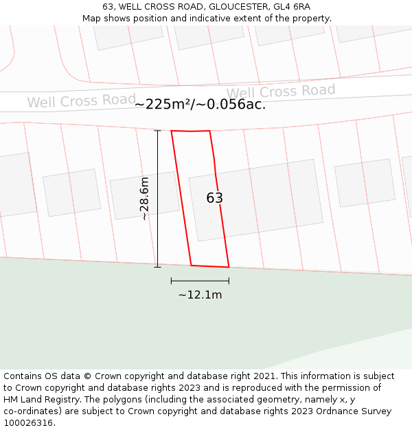 63, WELL CROSS ROAD, GLOUCESTER, GL4 6RA: Plot and title map