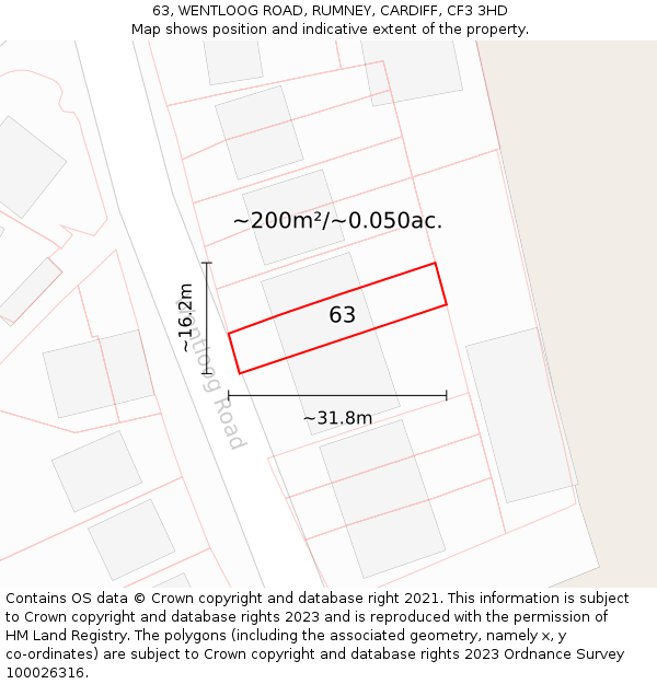 63, WENTLOOG ROAD, RUMNEY, CARDIFF, CF3 3HD: Plot and title map