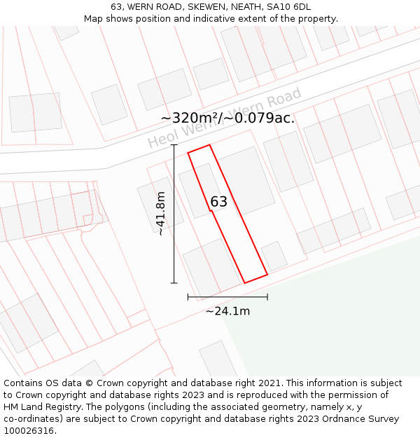 63, WERN ROAD, SKEWEN, NEATH, SA10 6DL: Plot and title map