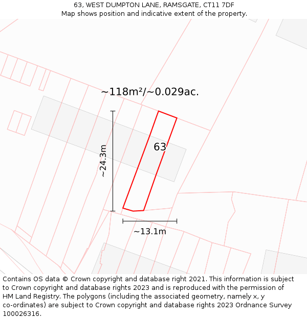 63, WEST DUMPTON LANE, RAMSGATE, CT11 7DF: Plot and title map