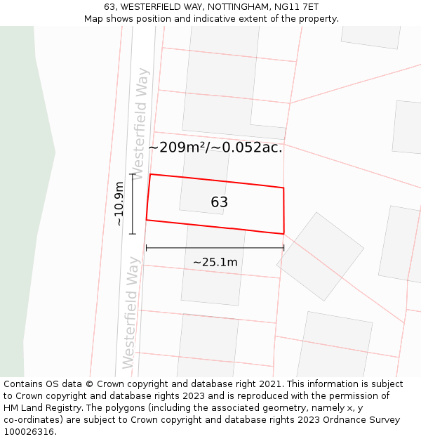 63, WESTERFIELD WAY, NOTTINGHAM, NG11 7ET: Plot and title map