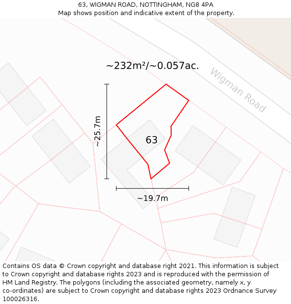 63, WIGMAN ROAD, NOTTINGHAM, NG8 4PA: Plot and title map