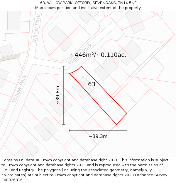 63, WILLOW PARK, OTFORD, SEVENOAKS, TN14 5NE: Plot and title map