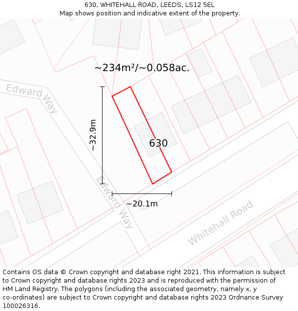 630, WHITEHALL ROAD, LEEDS, LS12 5EL: Plot and title map