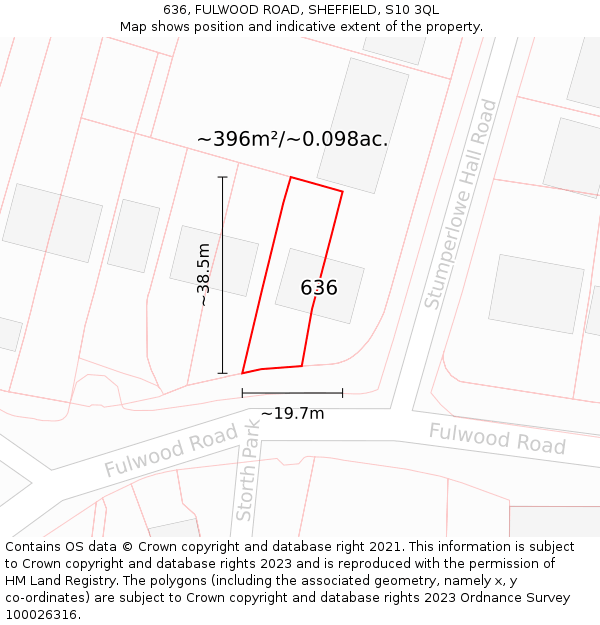 636, FULWOOD ROAD, SHEFFIELD, S10 3QL: Plot and title map