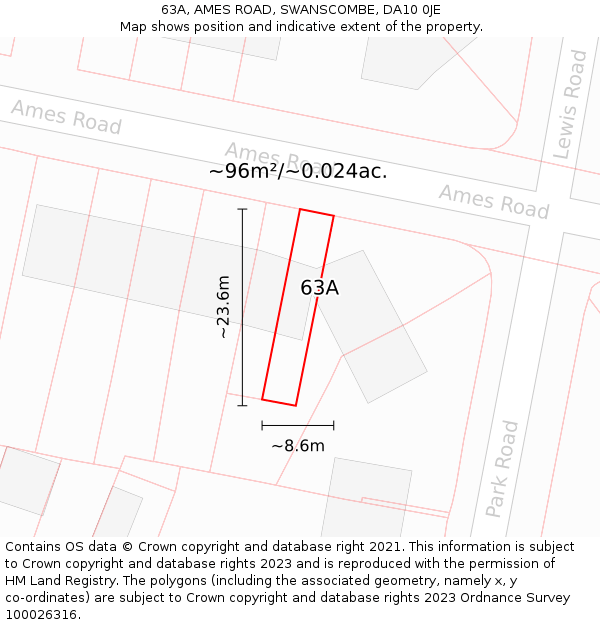 63A, AMES ROAD, SWANSCOMBE, DA10 0JE: Plot and title map