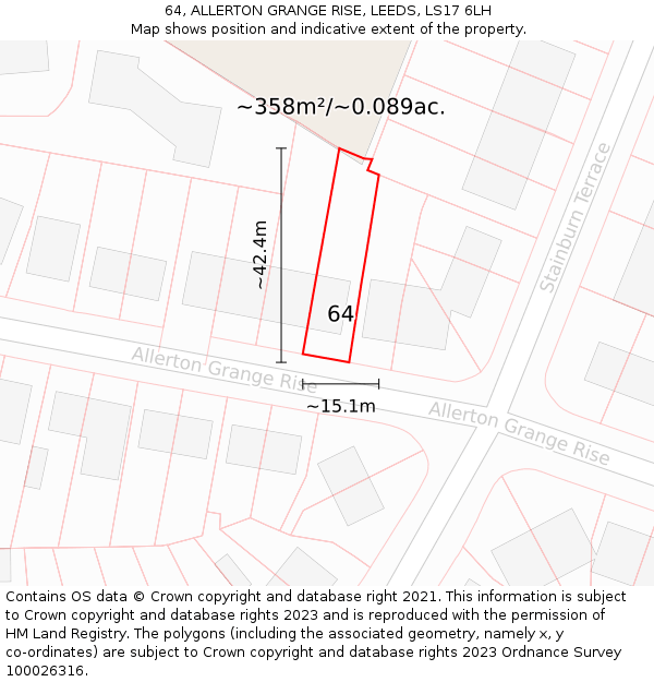 64, ALLERTON GRANGE RISE, LEEDS, LS17 6LH: Plot and title map