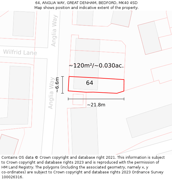 64, ANGLIA WAY, GREAT DENHAM, BEDFORD, MK40 4SD: Plot and title map