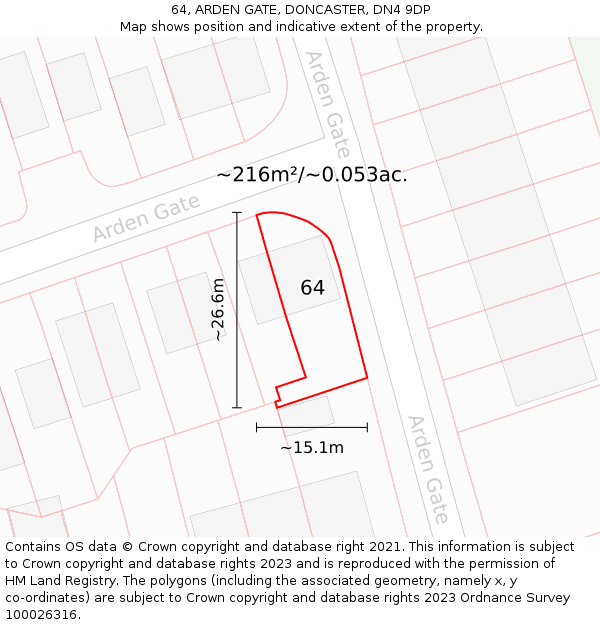 64, ARDEN GATE, DONCASTER, DN4 9DP: Plot and title map