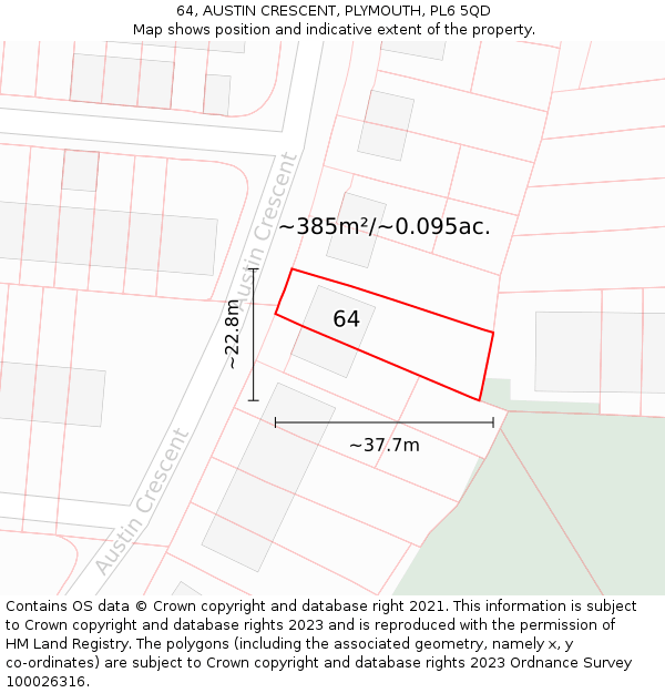64, AUSTIN CRESCENT, PLYMOUTH, PL6 5QD: Plot and title map