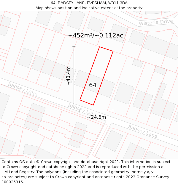 64, BADSEY LANE, EVESHAM, WR11 3BA: Plot and title map