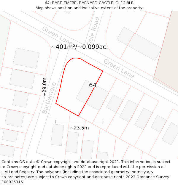 64, BARTLEMERE, BARNARD CASTLE, DL12 8LR: Plot and title map