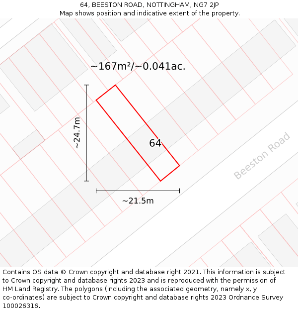 64, BEESTON ROAD, NOTTINGHAM, NG7 2JP: Plot and title map
