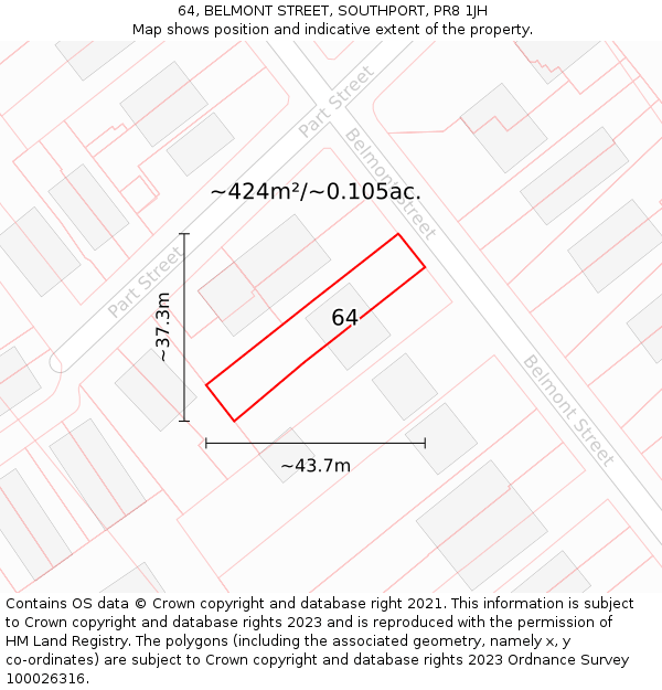 64, BELMONT STREET, SOUTHPORT, PR8 1JH: Plot and title map