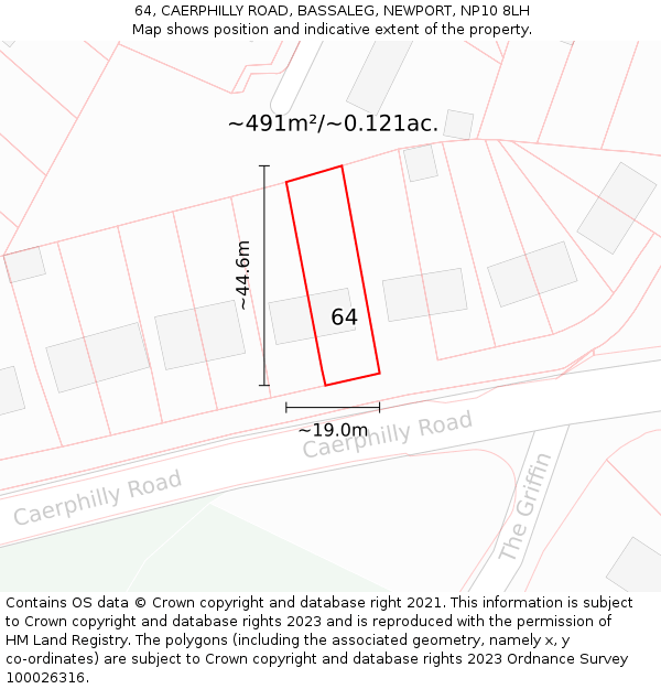 64, CAERPHILLY ROAD, BASSALEG, NEWPORT, NP10 8LH: Plot and title map