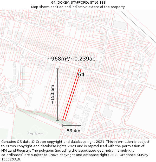 64, DOXEY, STAFFORD, ST16 1EE: Plot and title map