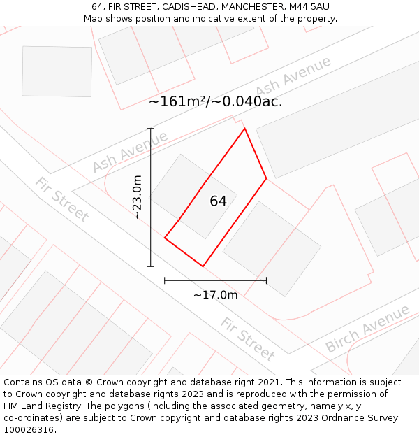 64, FIR STREET, CADISHEAD, MANCHESTER, M44 5AU: Plot and title map