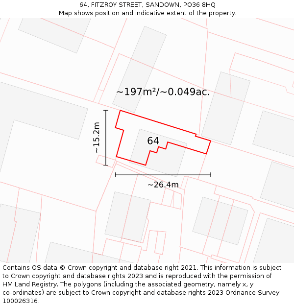 64, FITZROY STREET, SANDOWN, PO36 8HQ: Plot and title map