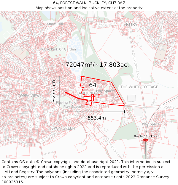 64, FOREST WALK, BUCKLEY, CH7 3AZ: Plot and title map