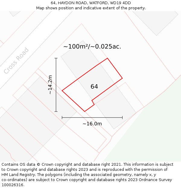 64, HAYDON ROAD, WATFORD, WD19 4DD: Plot and title map