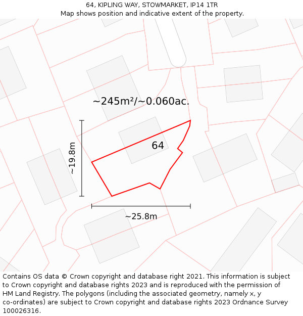 64, KIPLING WAY, STOWMARKET, IP14 1TR: Plot and title map