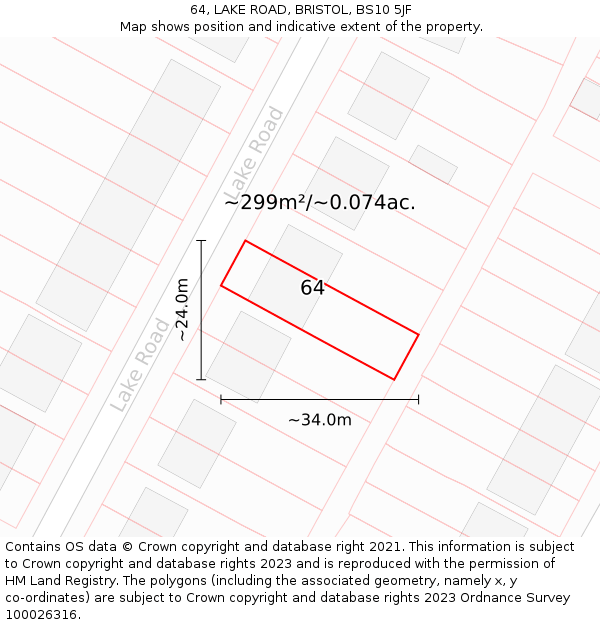 64, LAKE ROAD, BRISTOL, BS10 5JF: Plot and title map