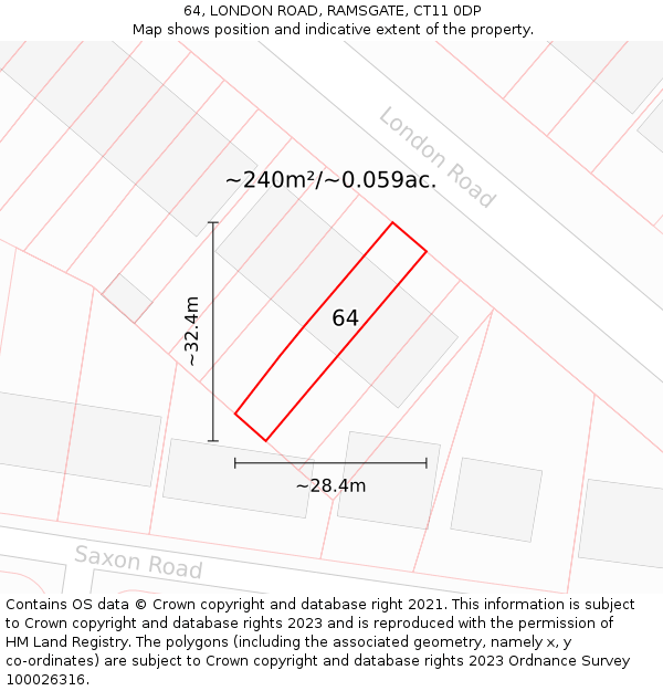 64, LONDON ROAD, RAMSGATE, CT11 0DP: Plot and title map